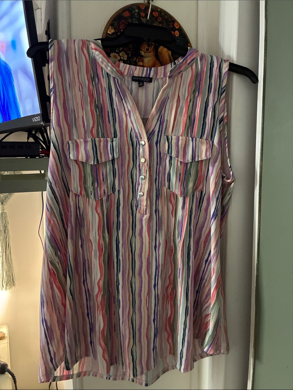 Ava & Grace Sleeveless Striped Tunic in Pink, Purple, Green